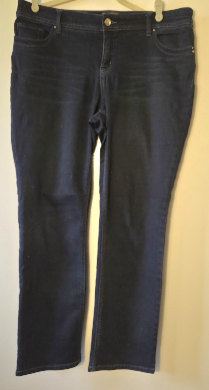 Chicos So Slimming Jeans Womens 2 Petite US 12 Blue Dark Wash Straight Leg